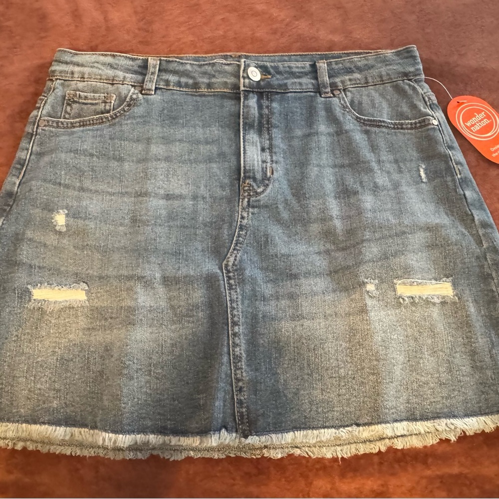 BACK-TO-SCHOOL:  Wonder Nation Blue Distressed Mini Skirt